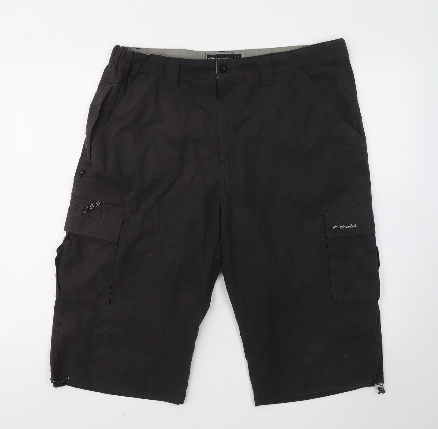 Mountain Life Mens Grey Polyester Cargo Shorts Size 36 in Regular