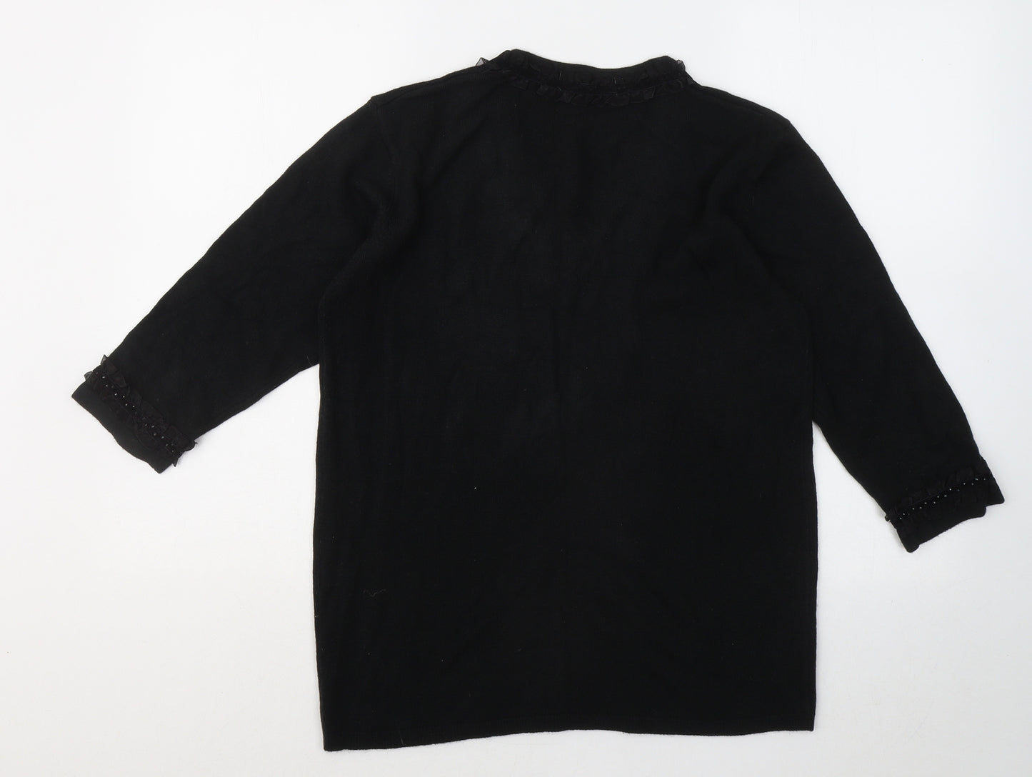 Cashmasoft Womens Black V-Neck Acrylic Pullover Jumper Size M