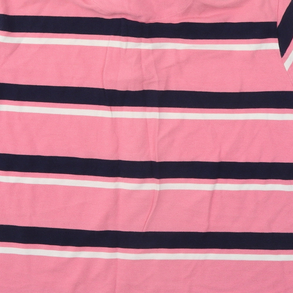 F&F Mens Pink Striped Cotton Polo Size M Collared