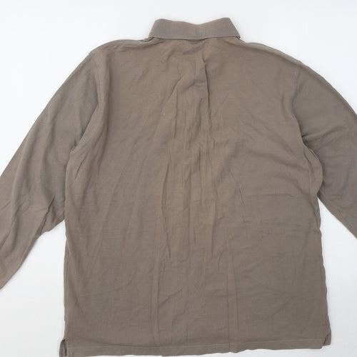 Cotton Traders Mens Brown Cotton Polo Size M Collared