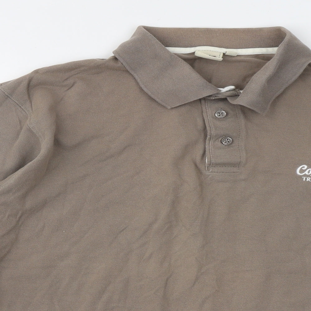 Cotton Traders Mens Brown Cotton Polo Size M Collared