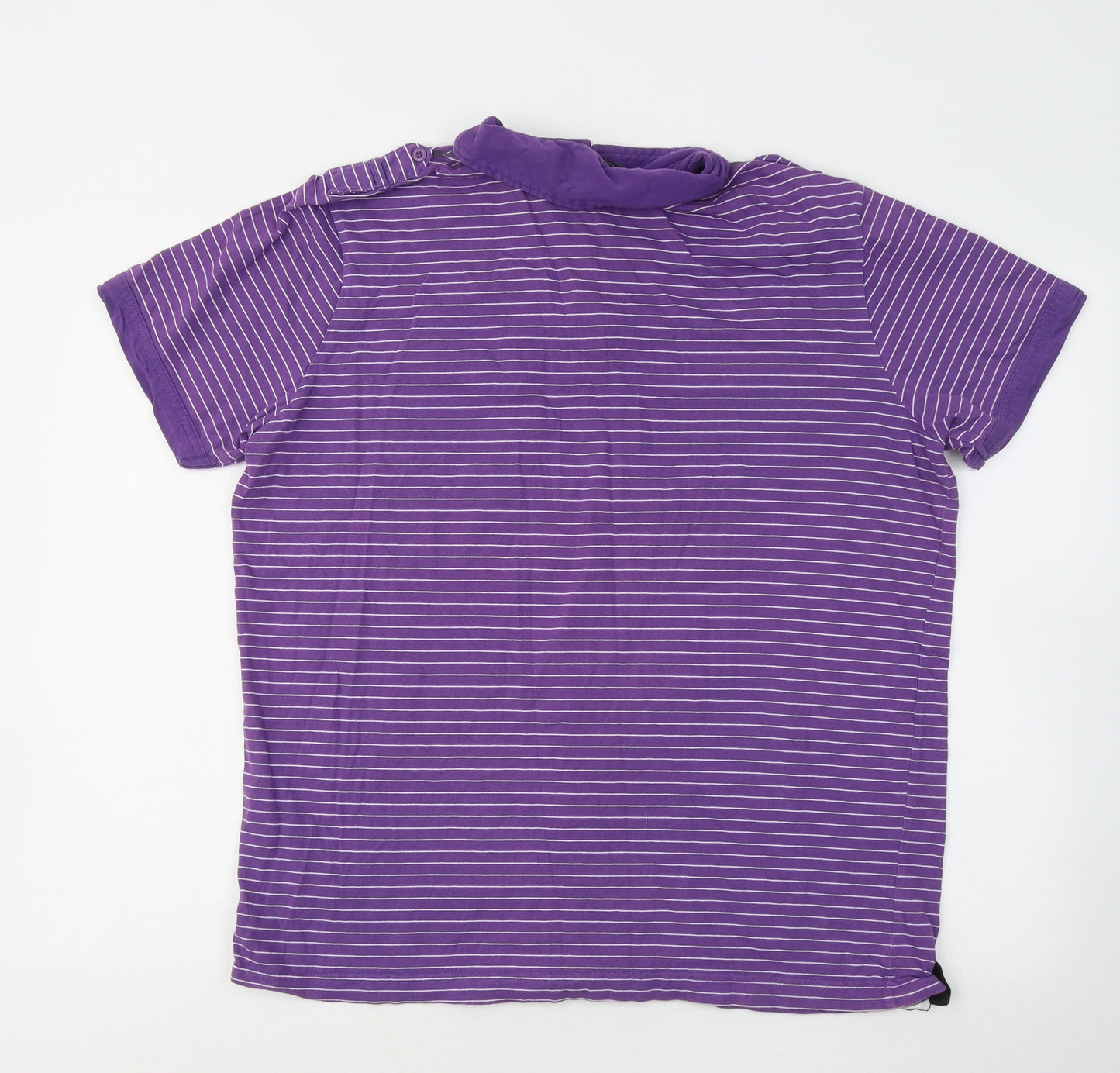 Dissident Mens Purple Striped Cotton Polo Size XL Collared