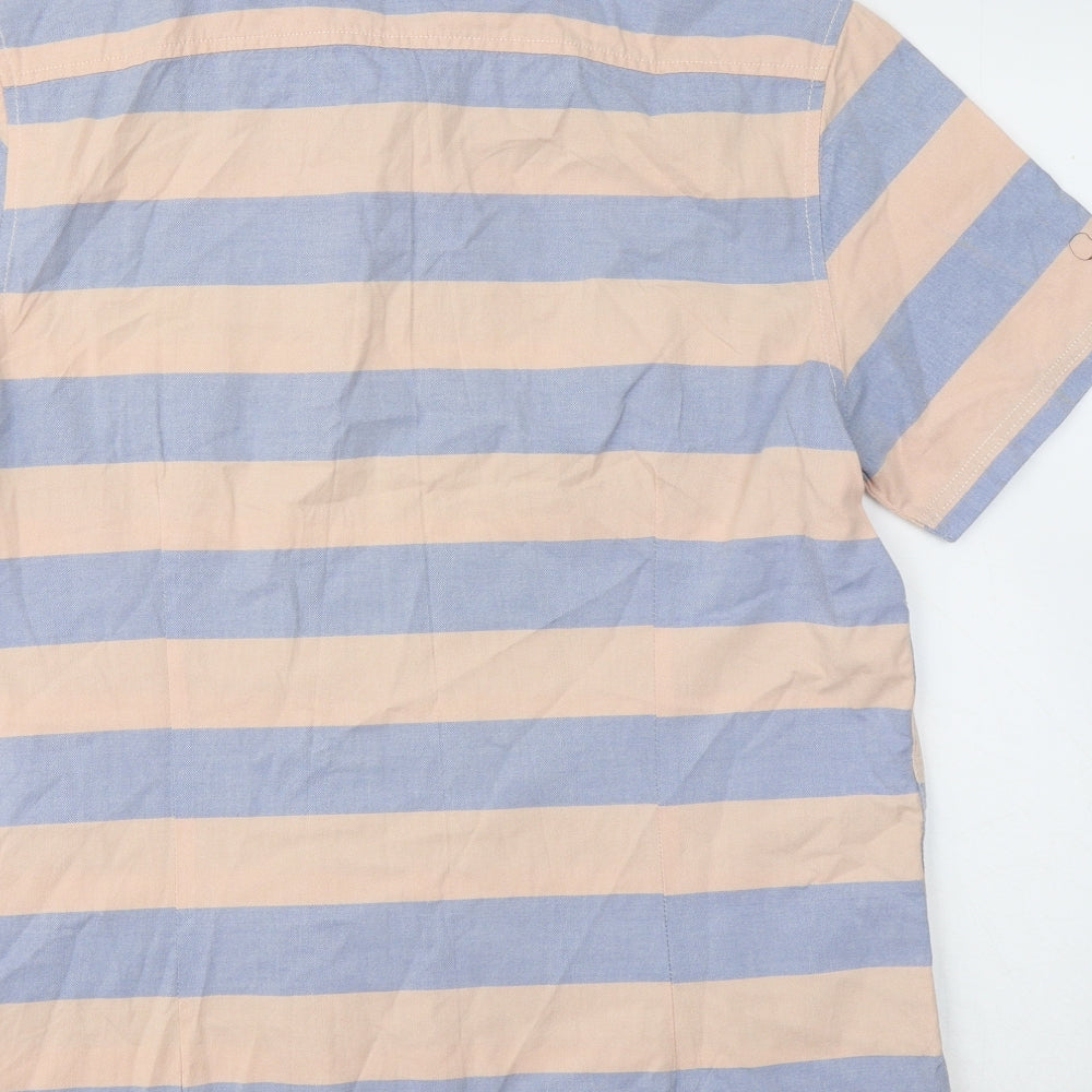 Burton Mens Blue Striped Cotton Button-Up Size L Collared