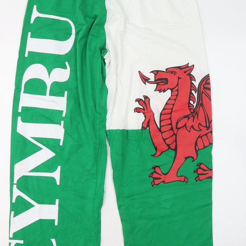 George Mens Green Cotton Sweatpants Trousers Size L L28 in Regular - Cymru Dragon Wales