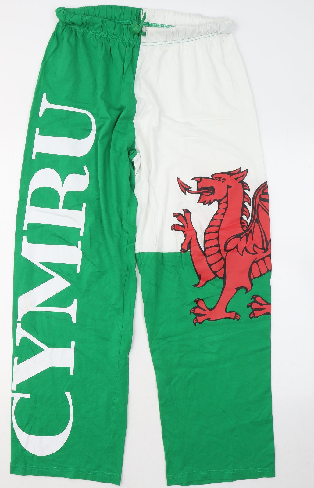 George Mens Green Cotton Sweatpants Trousers Size L L28 in Regular - Cymru Dragon Wales