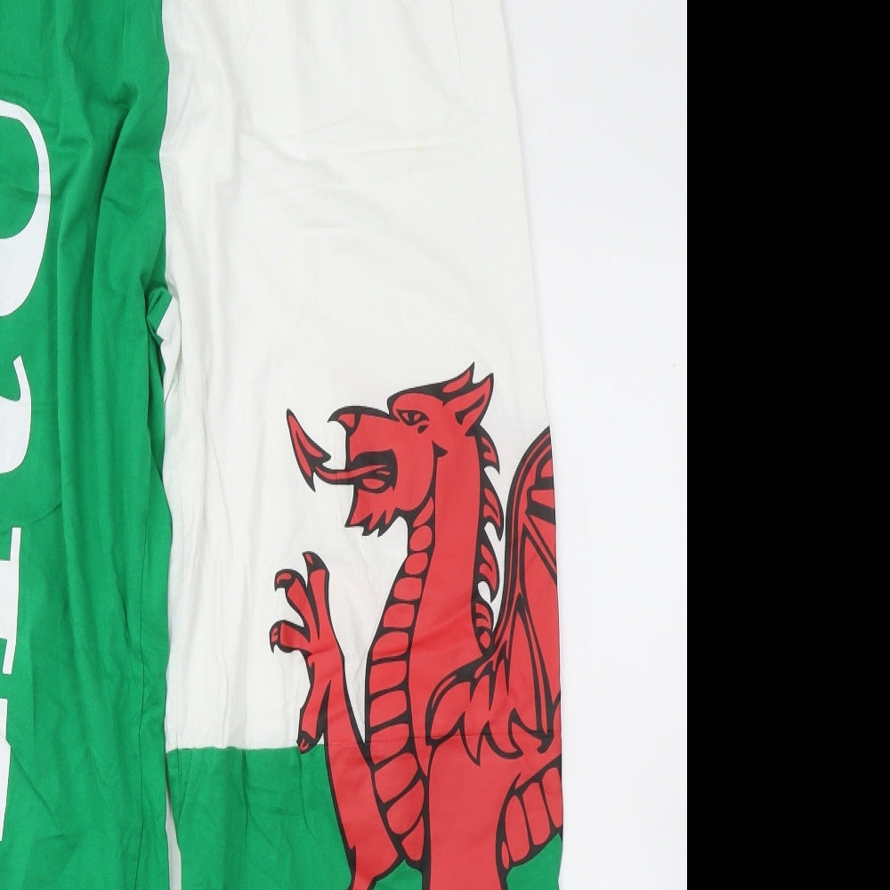 George Mens Green Cotton Sweatpants Trousers Size L L28 in Regular - Cymru Dragon Wales