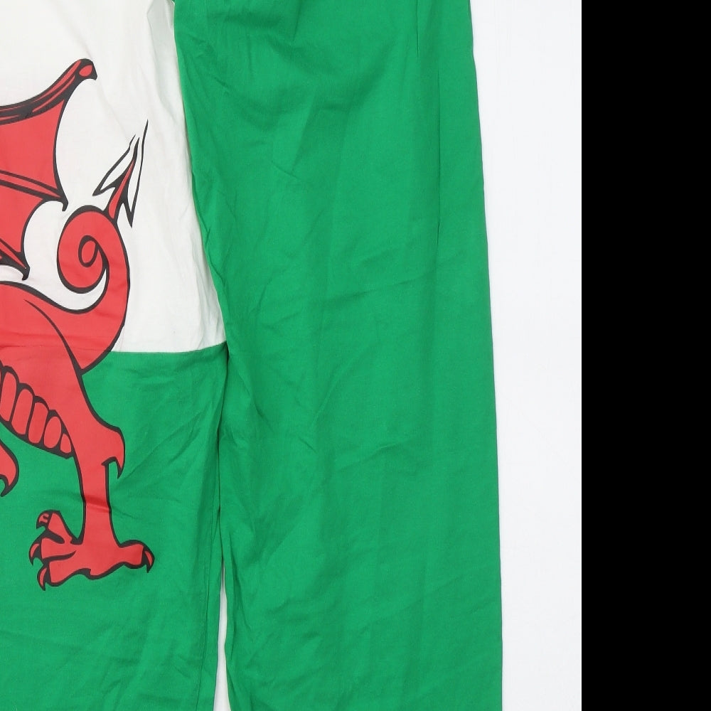 George Mens Green Cotton Sweatpants Trousers Size L L28 in Regular - Cymru Dragon Wales