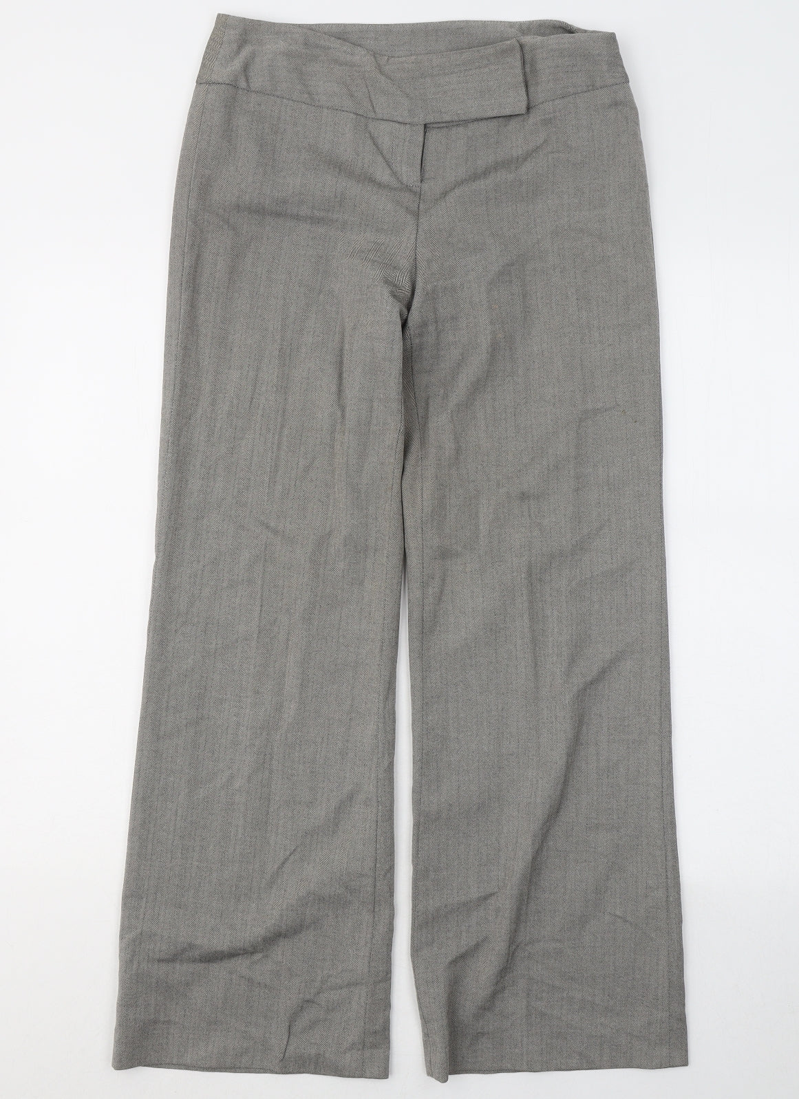 Wallis Womens Grey Polyester Trousers Size 8 L26 in Regular