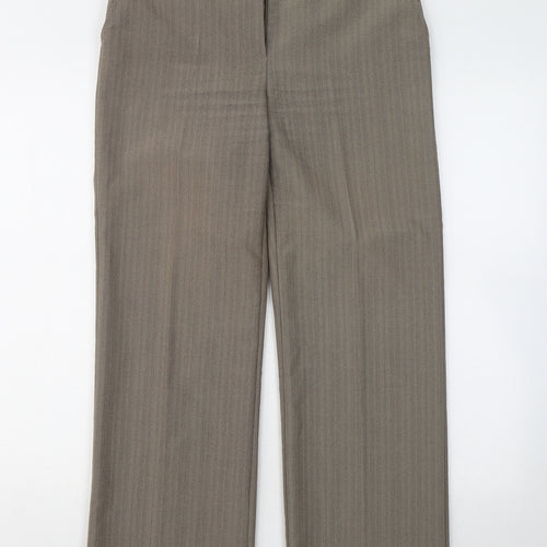 BHS Womens Brown Polyester Trousers Size 8 L25 in Regular