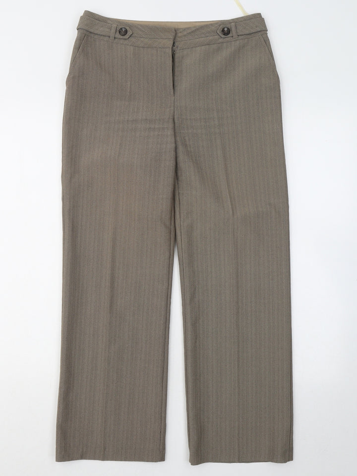 BHS Womens Brown Polyester Trousers Size 8 L25 in Regular