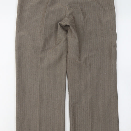BHS Womens Brown Polyester Trousers Size 8 L25 in Regular