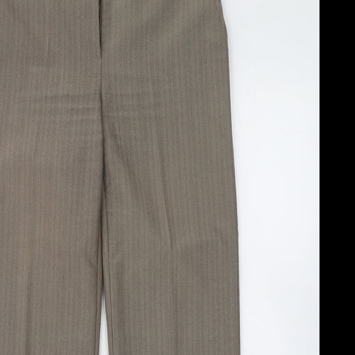 BHS Womens Brown Polyester Trousers Size 8 L25 in Regular