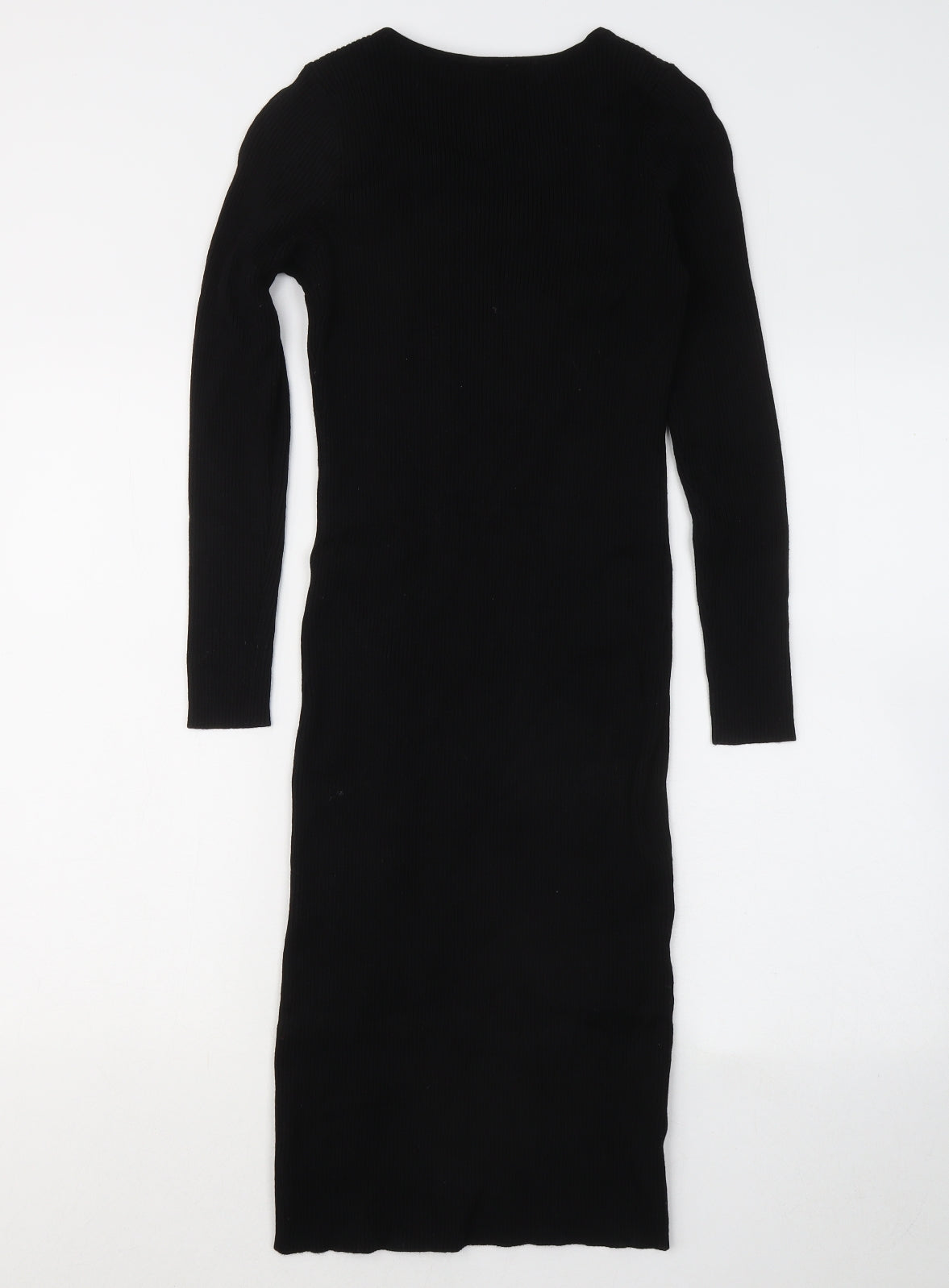 Primark Womens Black Viscose Jumper Dress Size 12 Round Neck