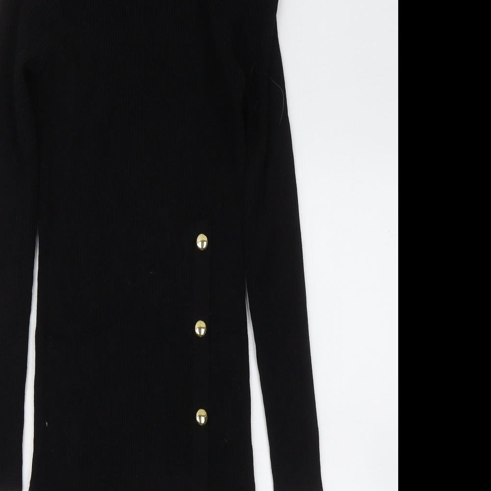 Primark Womens Black Viscose Jumper Dress Size 12 Round Neck