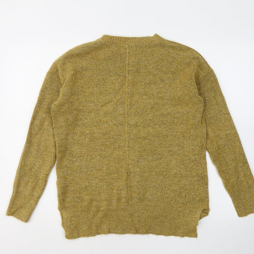 Papaya Womens Yellow Round Neck Acrylic Pullover Jumper Size S