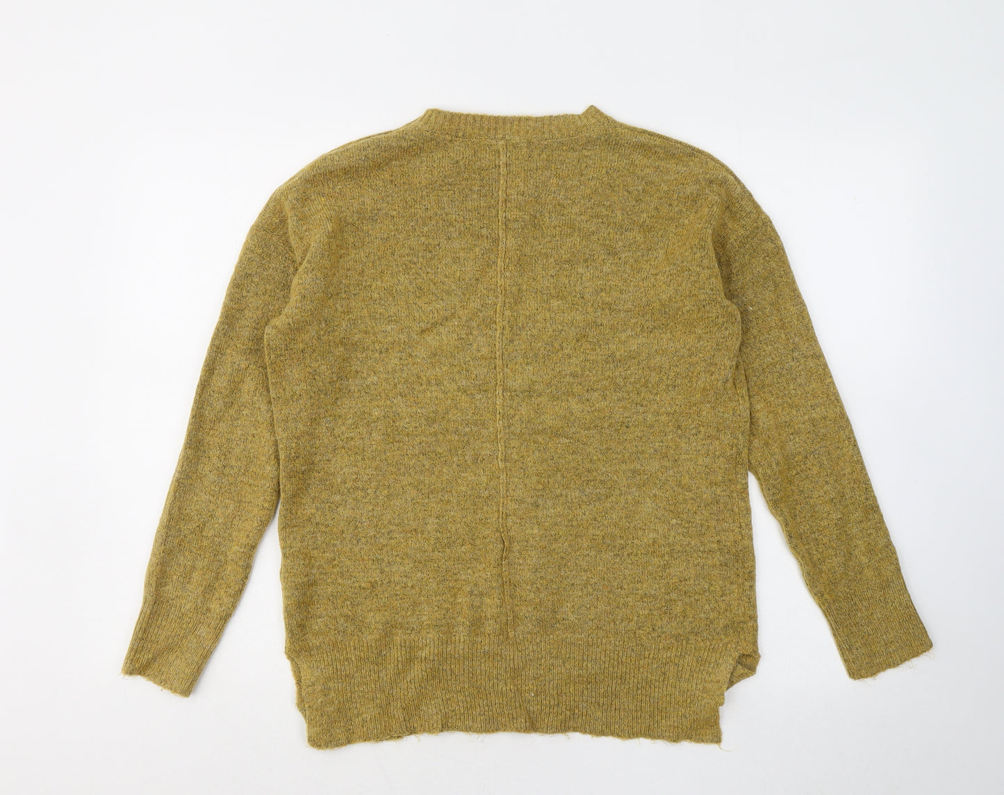 Papaya Womens Yellow Round Neck Acrylic Pullover Jumper Size S