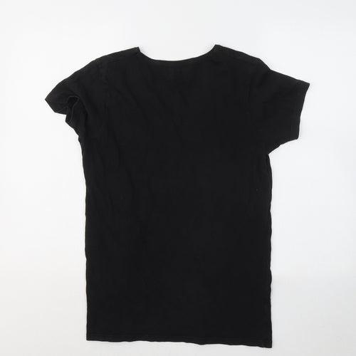 addictied Womens Black Cotton Basic T-Shirt Size S V-Neck
