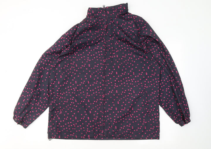 Denim & Co. Womens Blue Geometric Jacket Coat Size 14