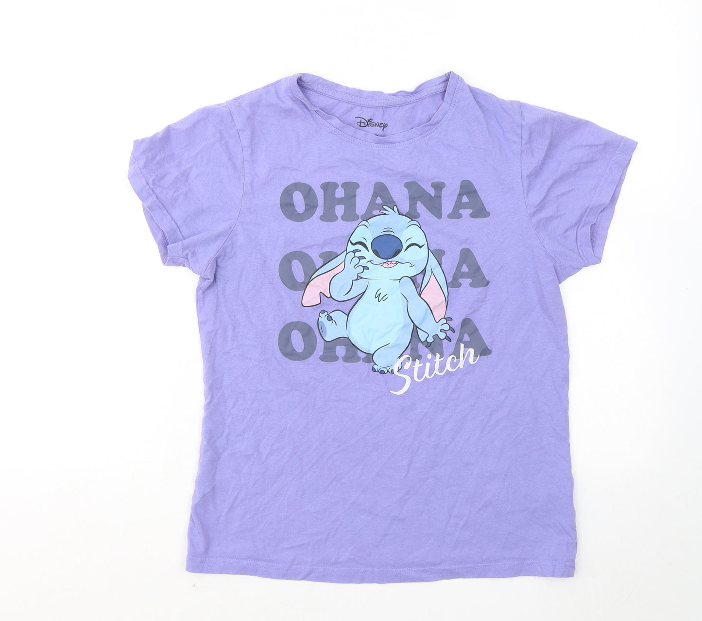 Primark Womens Purple Cotton Basic T-Shirt Size 6 Round Neck - STITCH