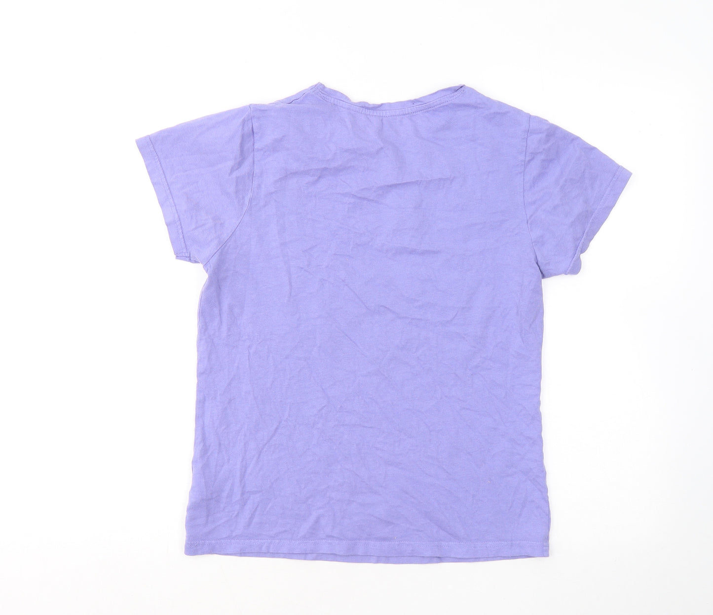 Primark Womens Purple Cotton Basic T-Shirt Size 6 Round Neck - STITCH