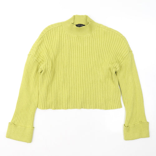 New Look Womens Yellow Mock Neck Viscose Pullover Jumper Size S