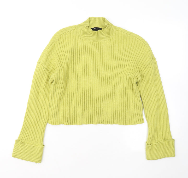 New Look Womens Yellow Mock Neck Viscose Pullover Jumper Size S
