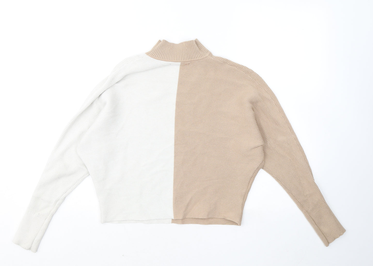 Primark Womens Beige Mock Neck Viscose Pullover Jumper Size 6