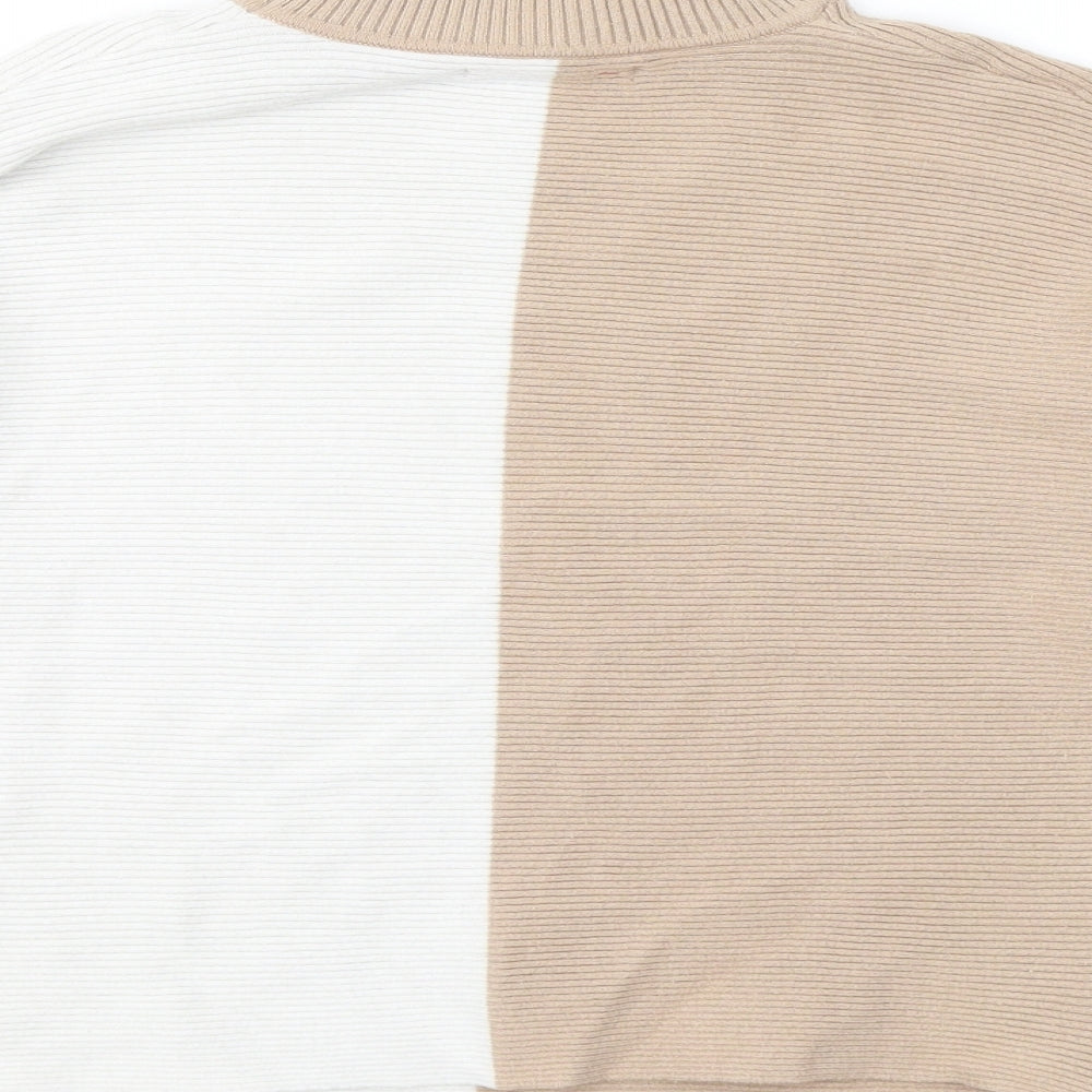 Primark Womens Beige Mock Neck Viscose Pullover Jumper Size 6