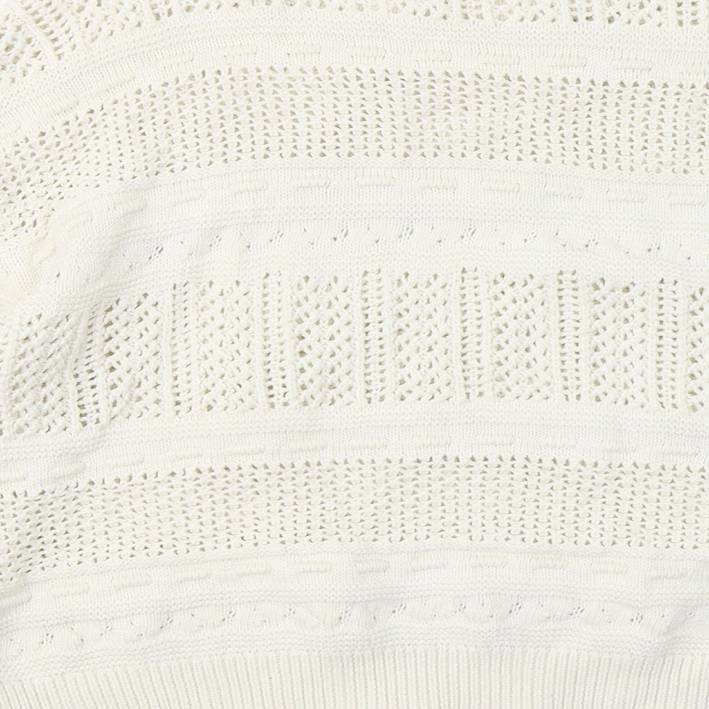 Dorothy Perkins Womens White Round Neck Cotton Pullover Jumper Size 12