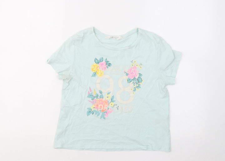 H&M Boys Blue Cotton Basic T-Shirt Size 10-11 Years Round Neck - Always Be A Dreamer 98