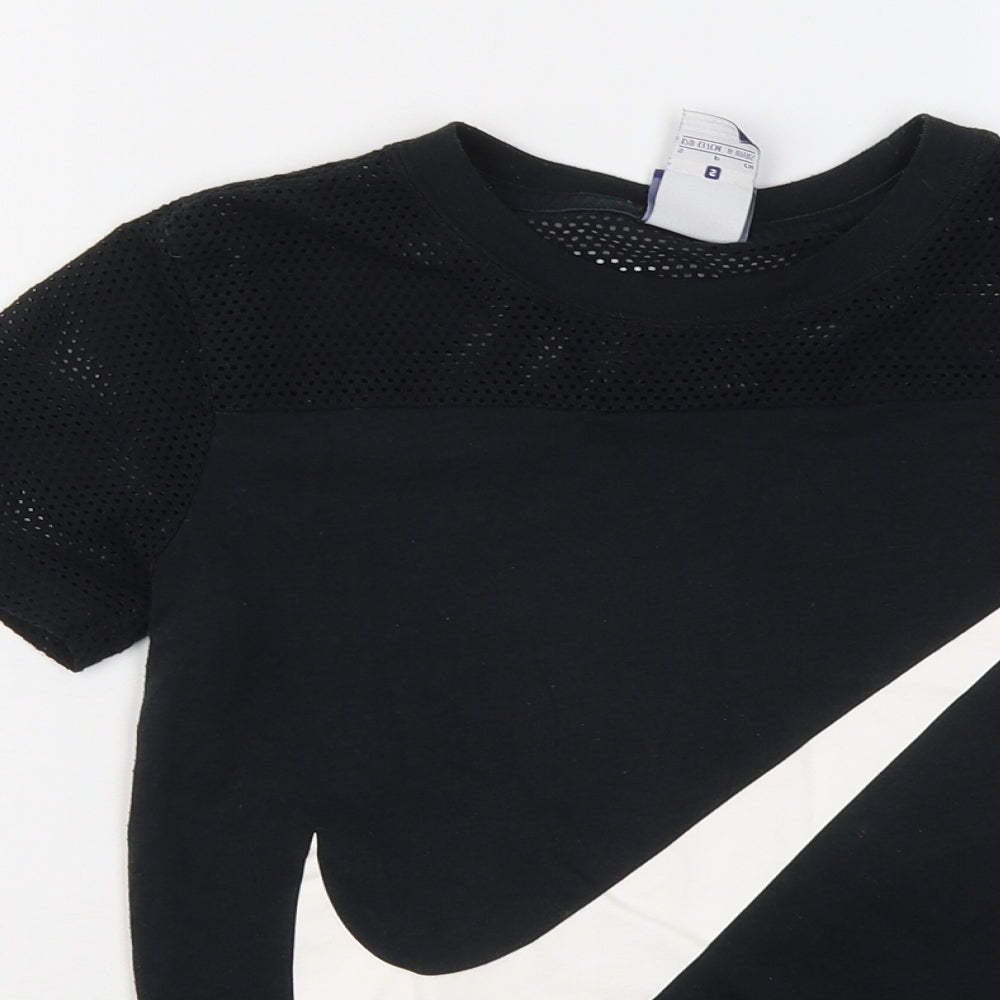Nike Boys Black Polyester Basic T-Shirt Size 8-9 Years Round Neck