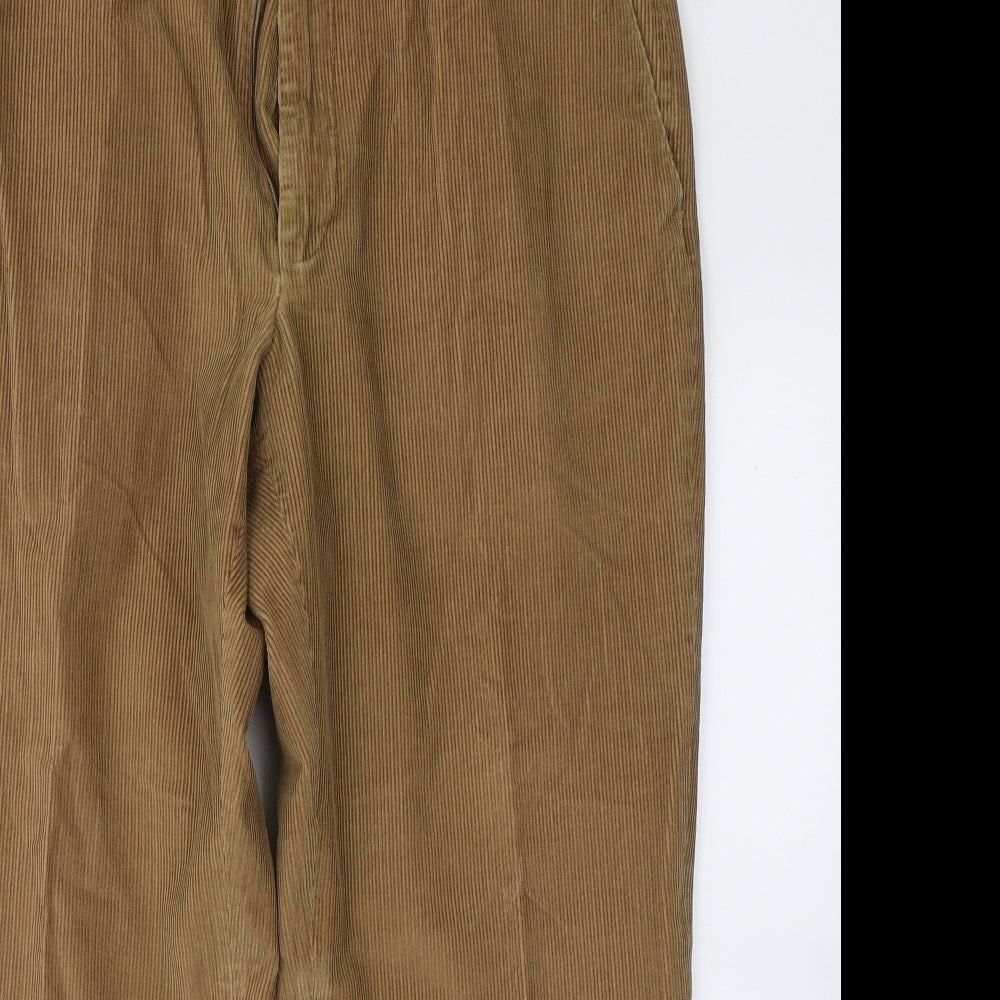 Marks and Spencer Mens Brown Cotton Cropped Trousers Size 38 in L21 in Regular