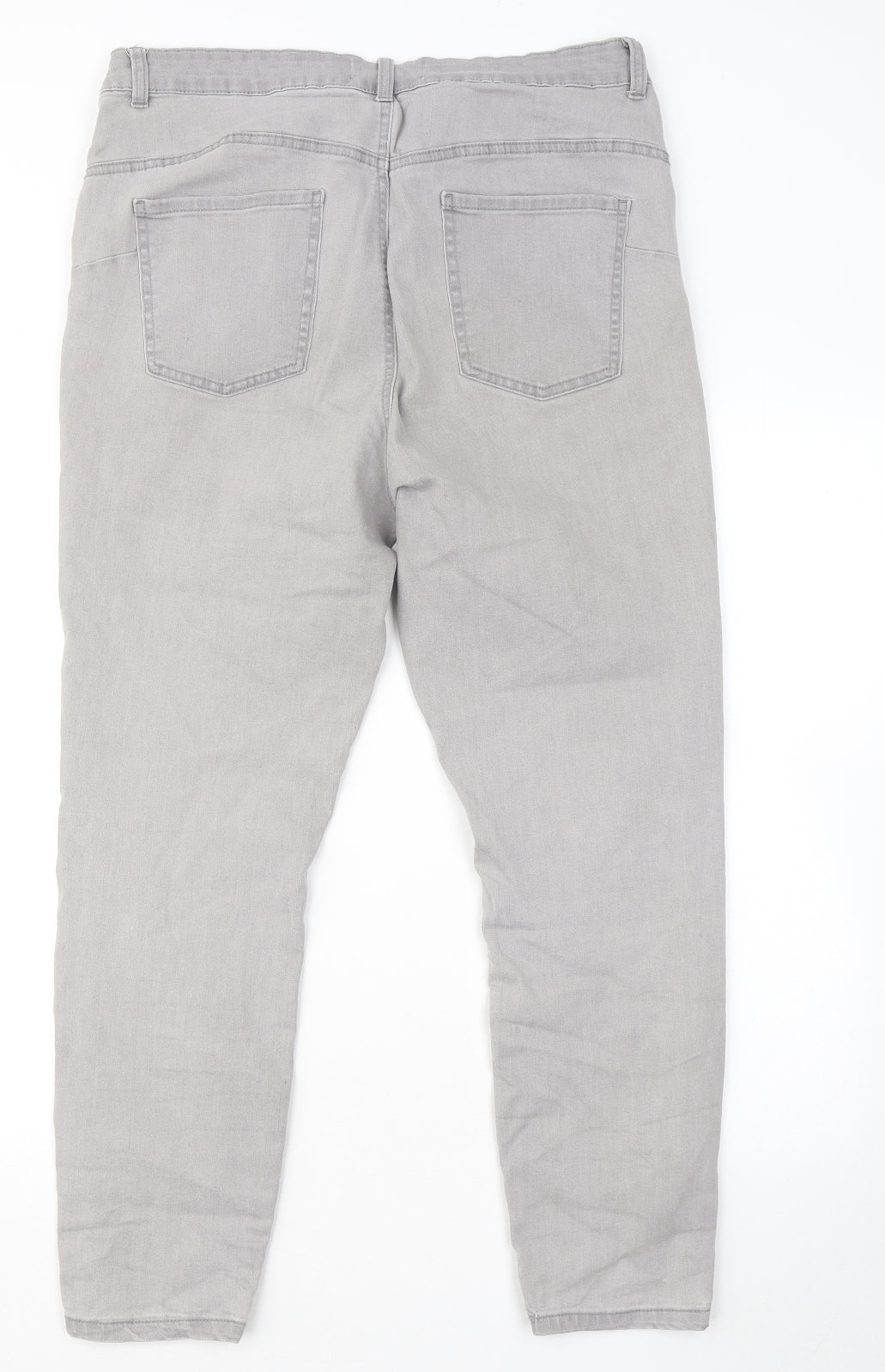 Primark Womens Grey Cotton Straight Jeans Size 18 L26 in Regular