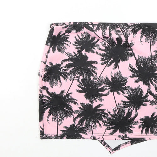 Missguided Womens Pink Floral Polyester A-Line Skirt Size 10