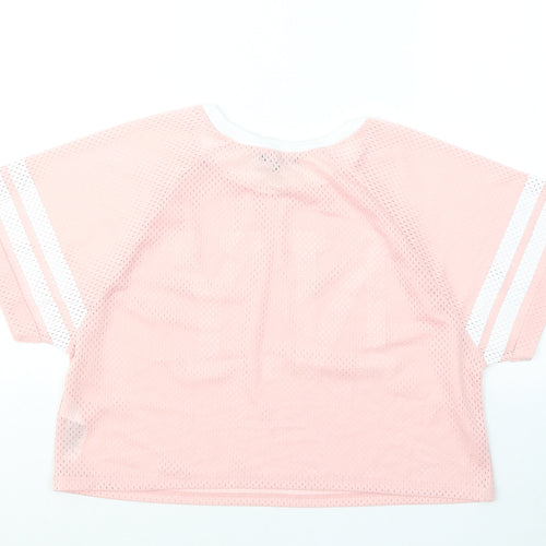 New Look Womens Pink Polyester Basic T-Shirt Size 14 Round Neck - NY