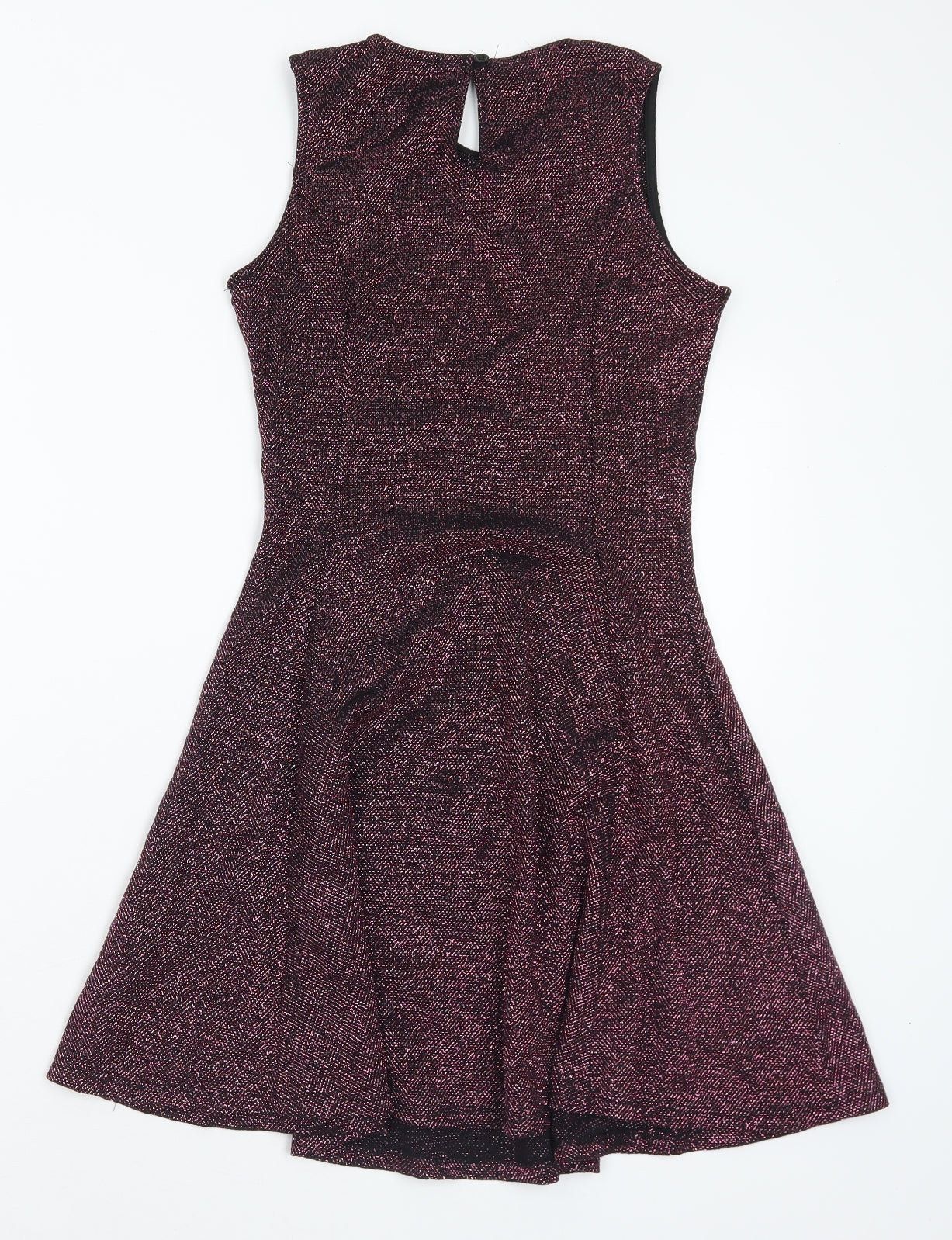 Primark Girls Purple Nylon Skater Dress Size 13-14 Years Round Neck