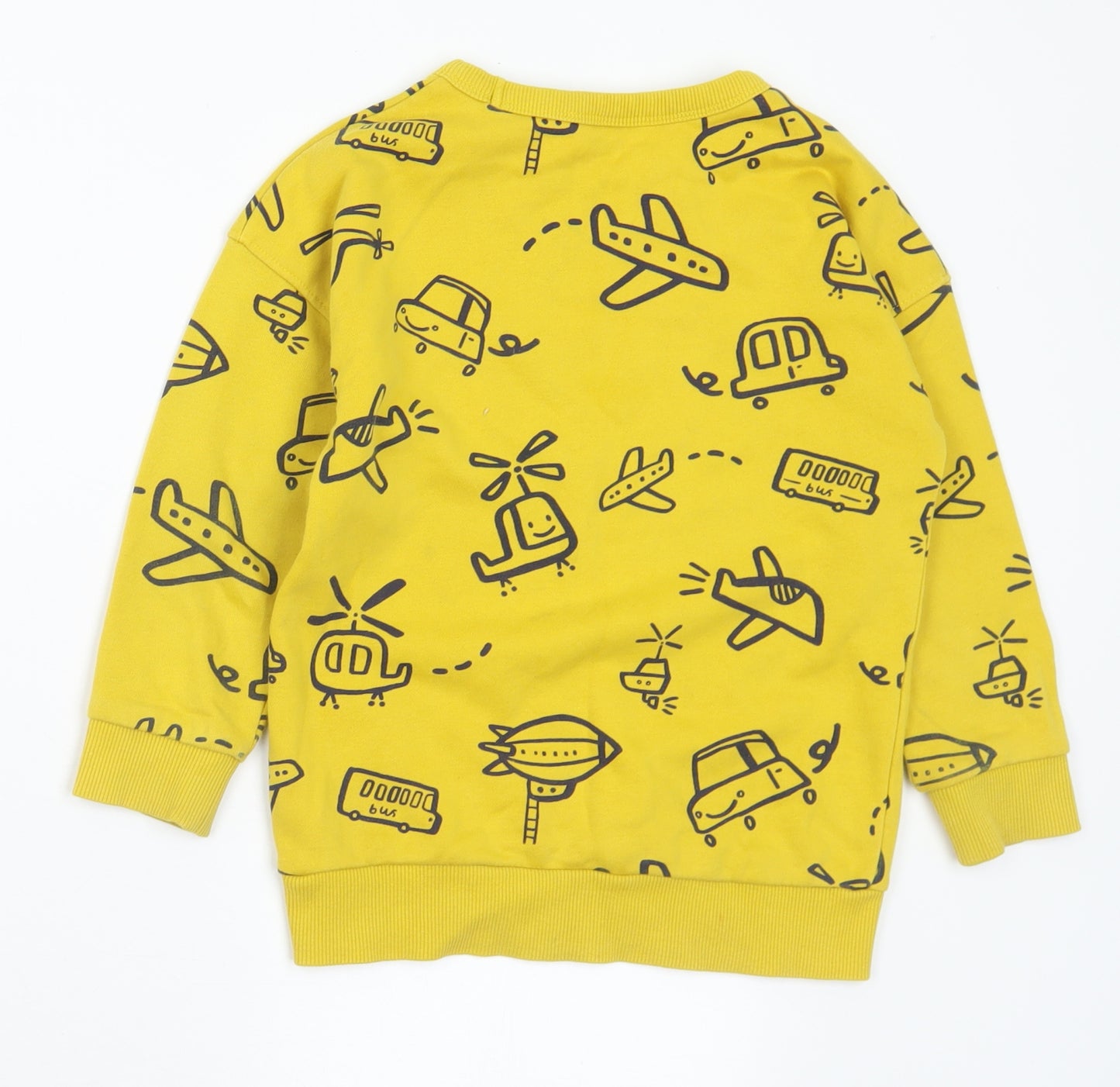 TU Boys Yellow Geometric Cotton Pullover Sweatshirt Size 5-6 Years - Vehicles