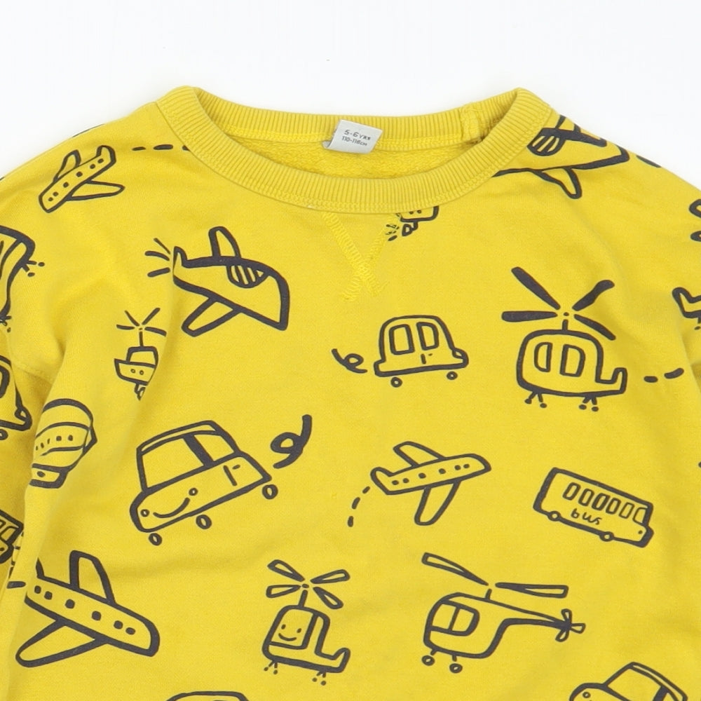 TU Boys Yellow Geometric Cotton Pullover Sweatshirt Size 5-6 Years - Vehicles