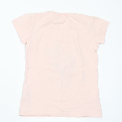 Pampella Girls Pink Cotton Basic T-Shirt Size 10 Years Crew Neck - Tik Tok