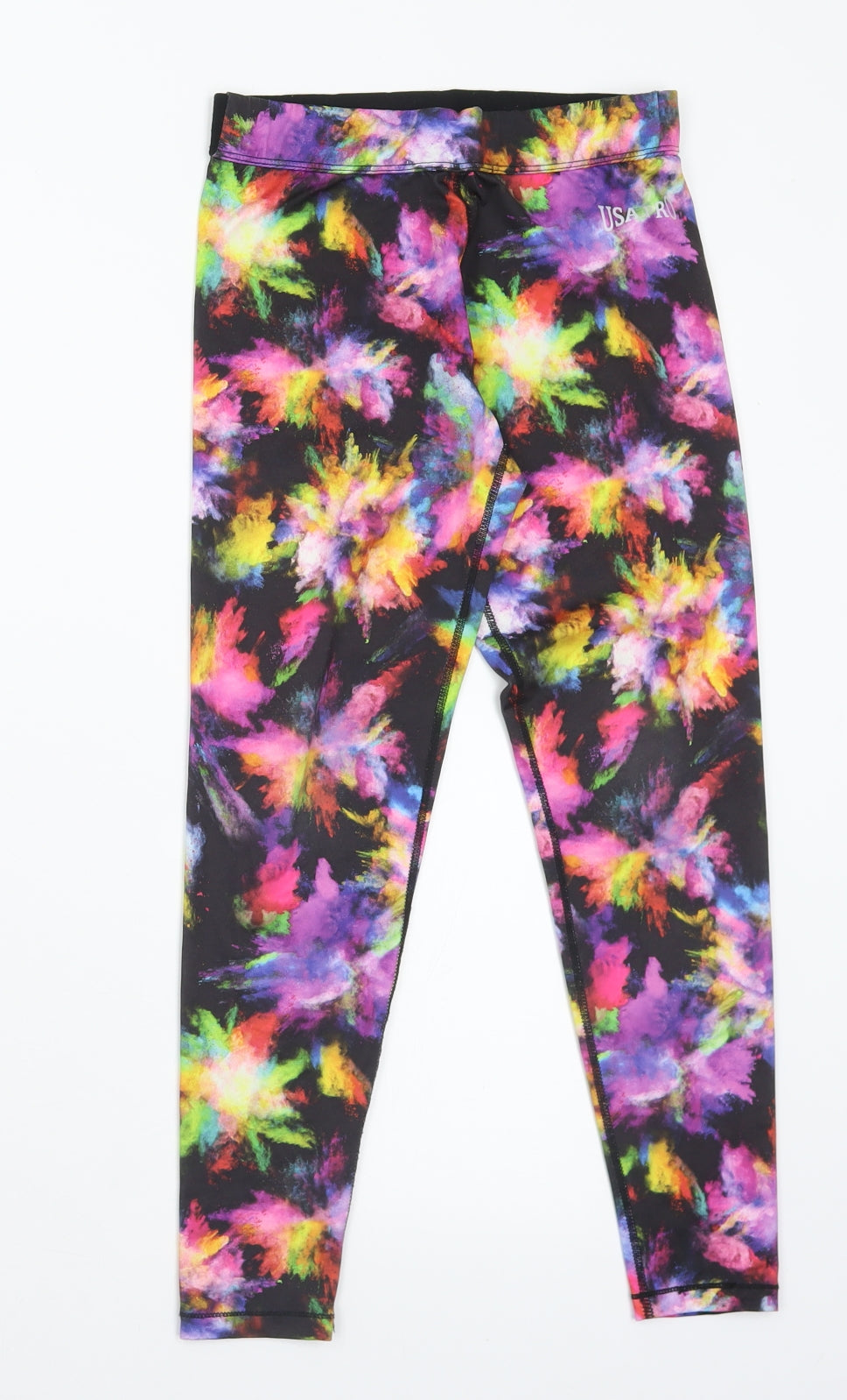 USA Pro Girls Multicoloured Geometric Polyester Pedal Pusher Trousers Size 11-12 Years Regular