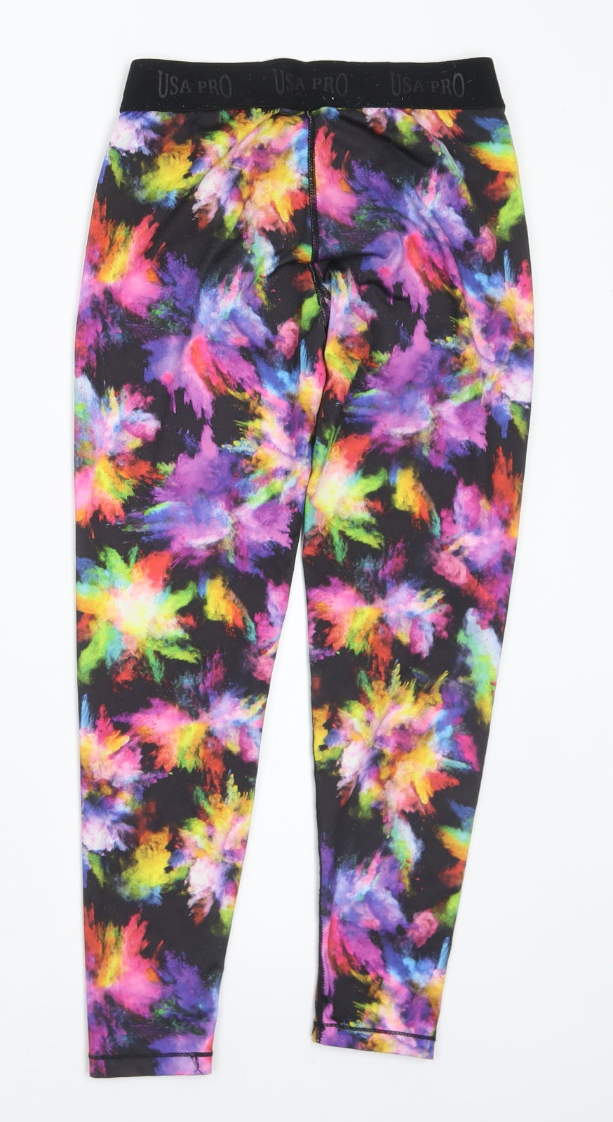 USA Pro Girls Multicoloured Geometric Polyester Pedal Pusher Trousers Size 11-12 Years Regular