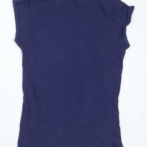 Qucodo Womens Blue Cotton Basic T-Shirt Size S Round Neck - Nice