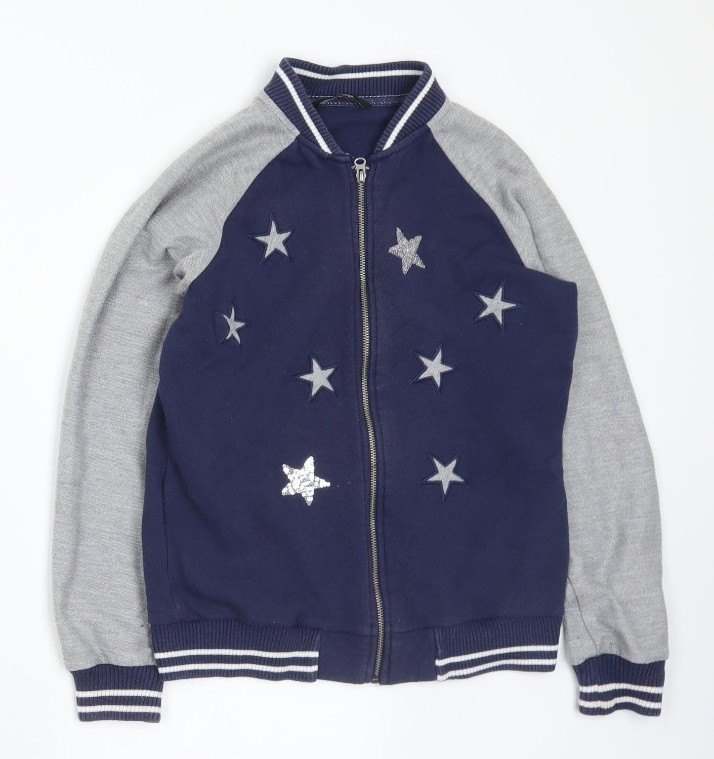 George Girls Blue Geometric Cotton Full Zip Sweatshirt Size 10-11 Years