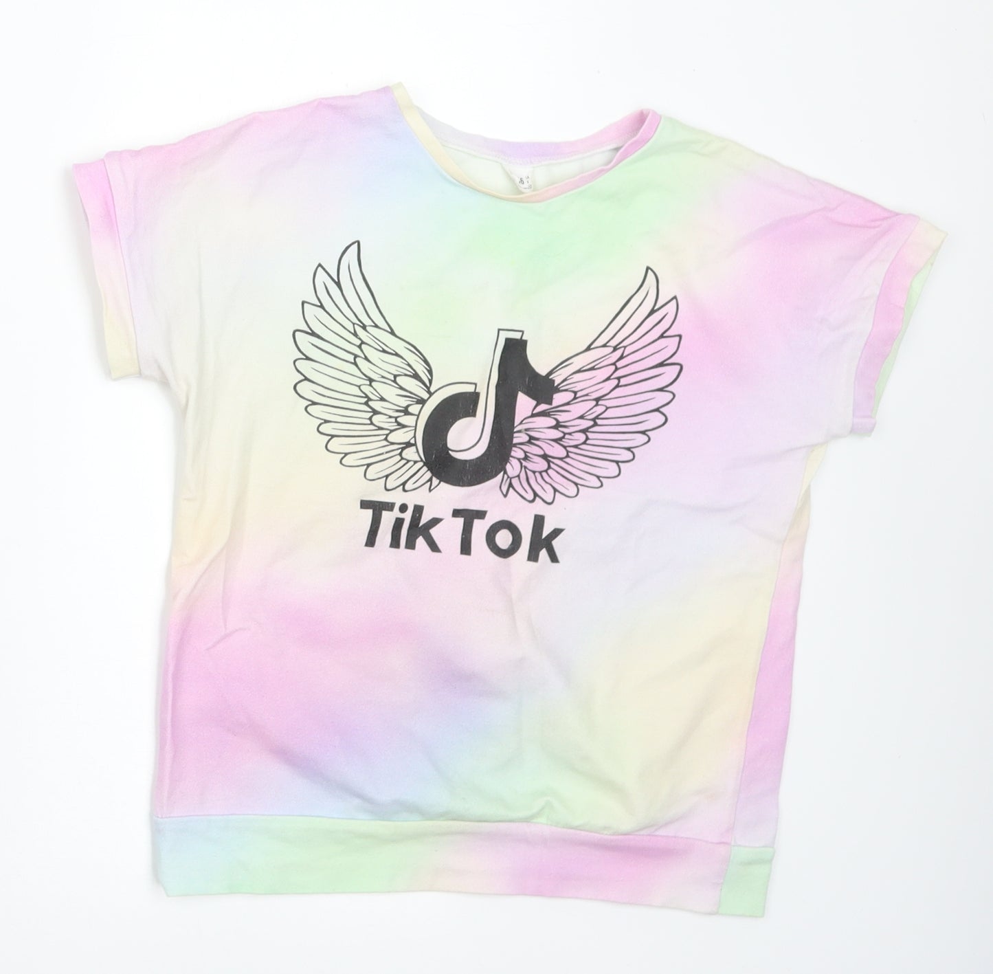 Tik Tok Girls Multicoloured Cotton Basic T-Shirt Size 11 Years Round Neck - Tik Tok