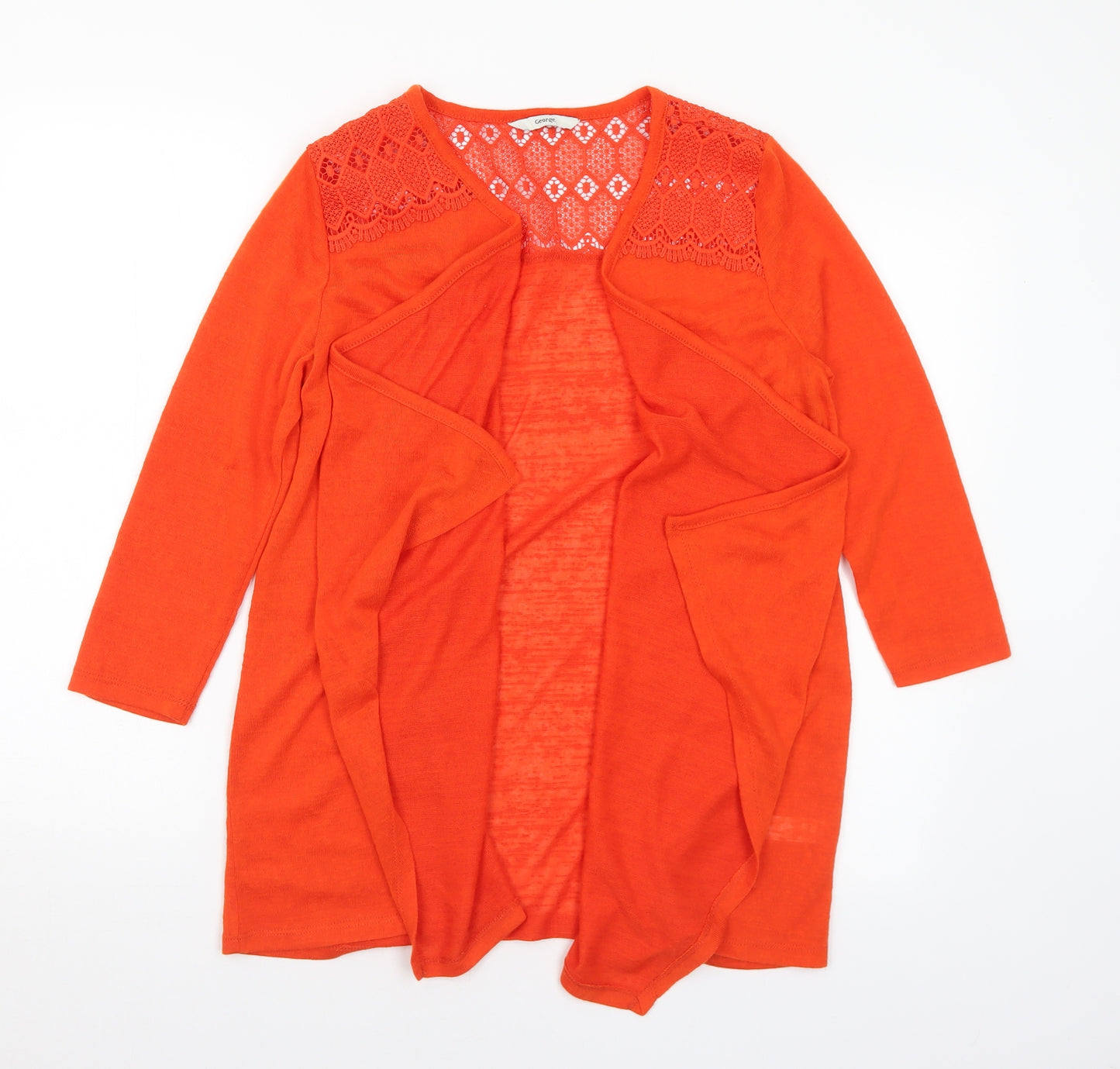 George Womens Orange V-Neck Polyester Cardigan Jumper Size S