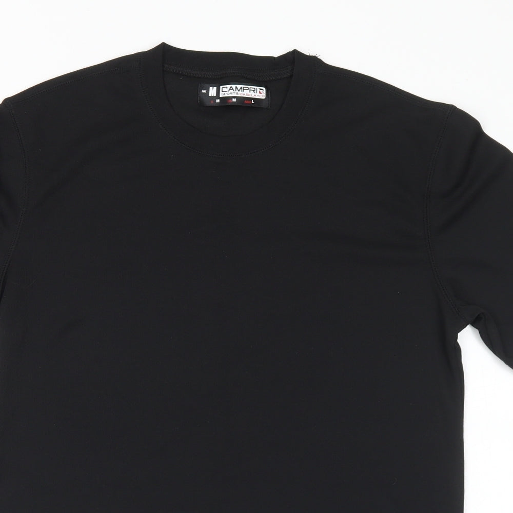 Campri Mens Black Polyester Basic T-Shirt Size M Crew Neck - Base Layer