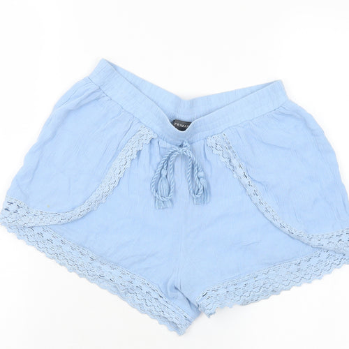 Primark Womens Blue Viscose Hot Pants Shorts Size 8 L3 in Regular