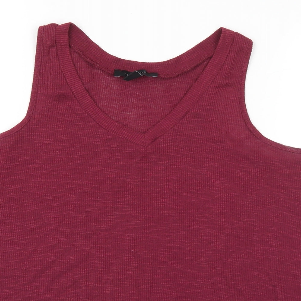 Atmosphere Womens Purple Polyester Basic Tank Size 12 V-Neck