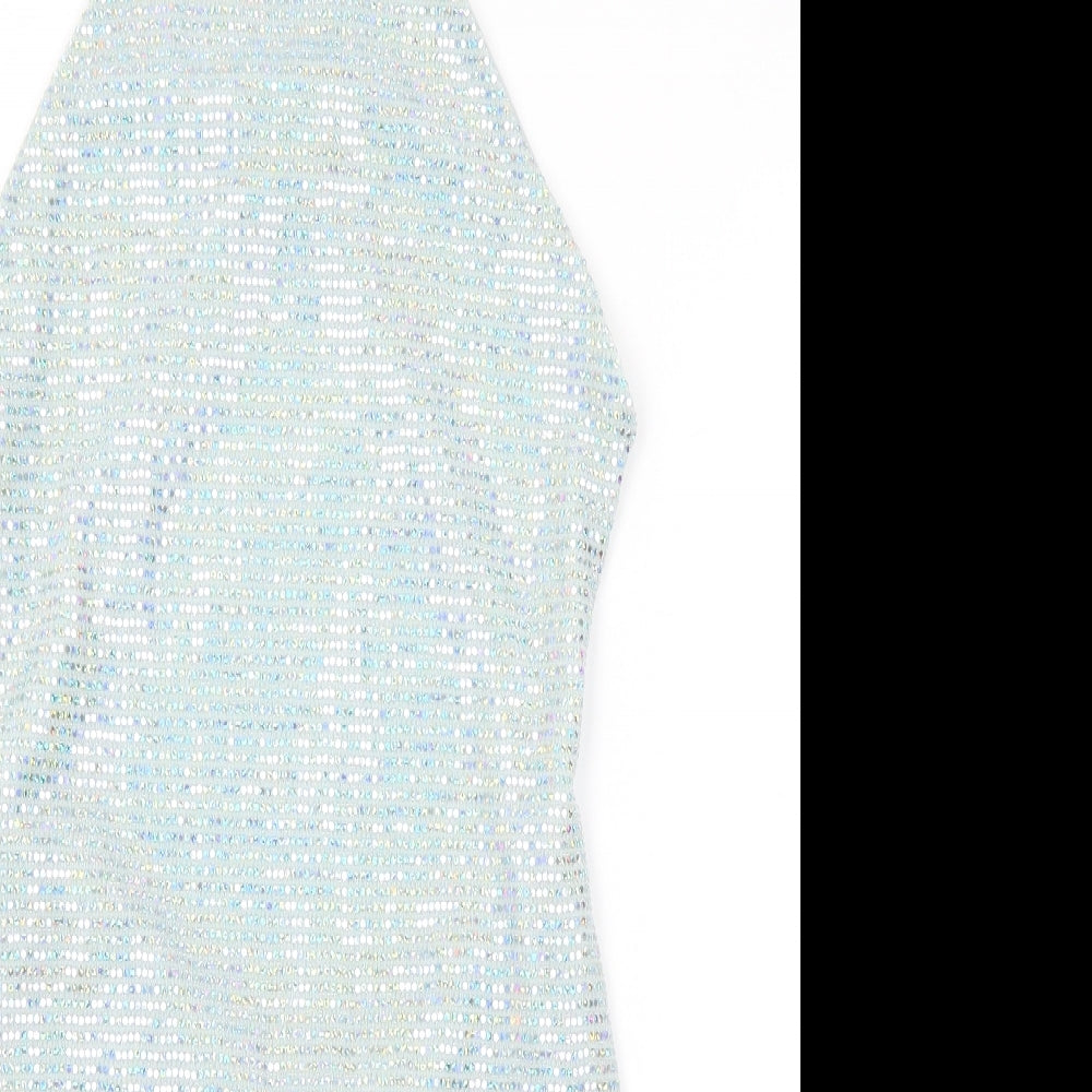 Urban Outfitters Womens Blue Nylon Bodycon Size S Halter - se