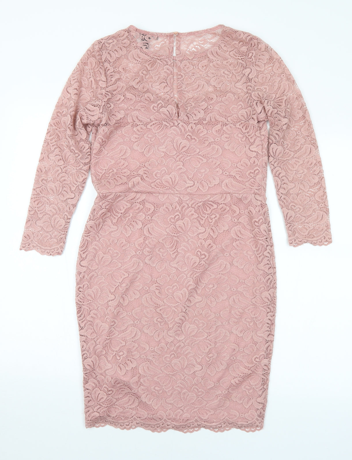 New Look Womens Pink Nylon Shift Size 10 Round Neck